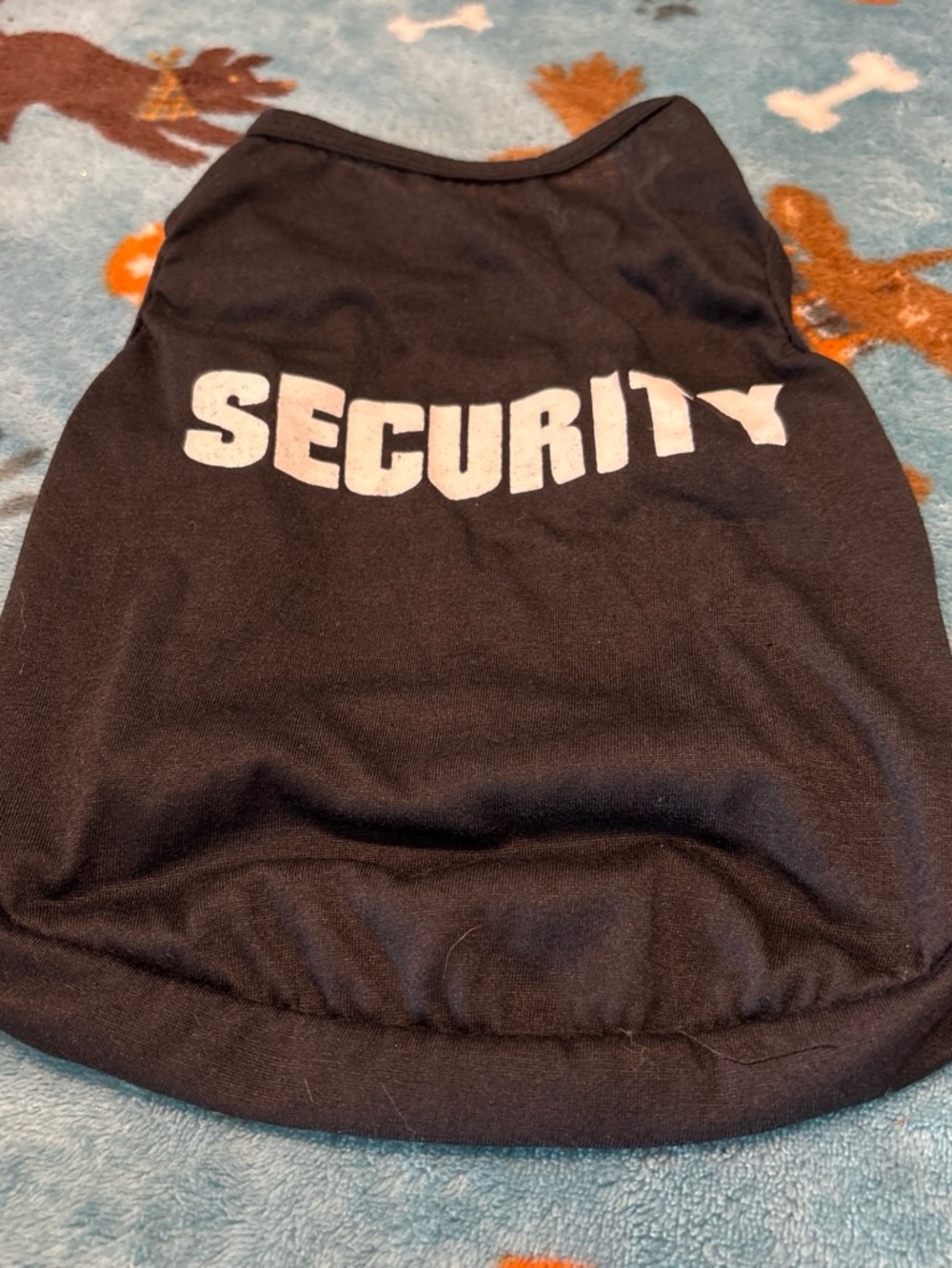Black "Security" Small Pet Tank Top - Bold White Print small/medium